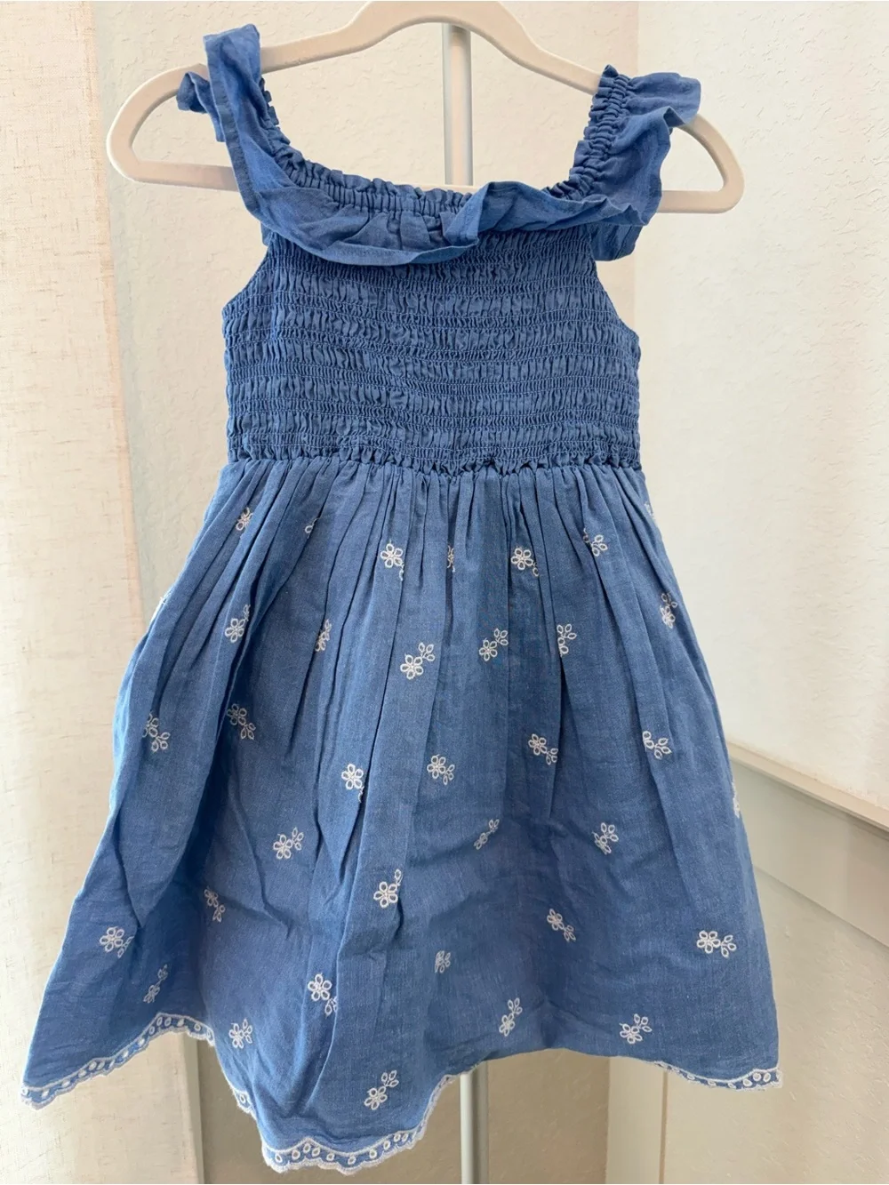 Blue Smocked Islet Floral Dress